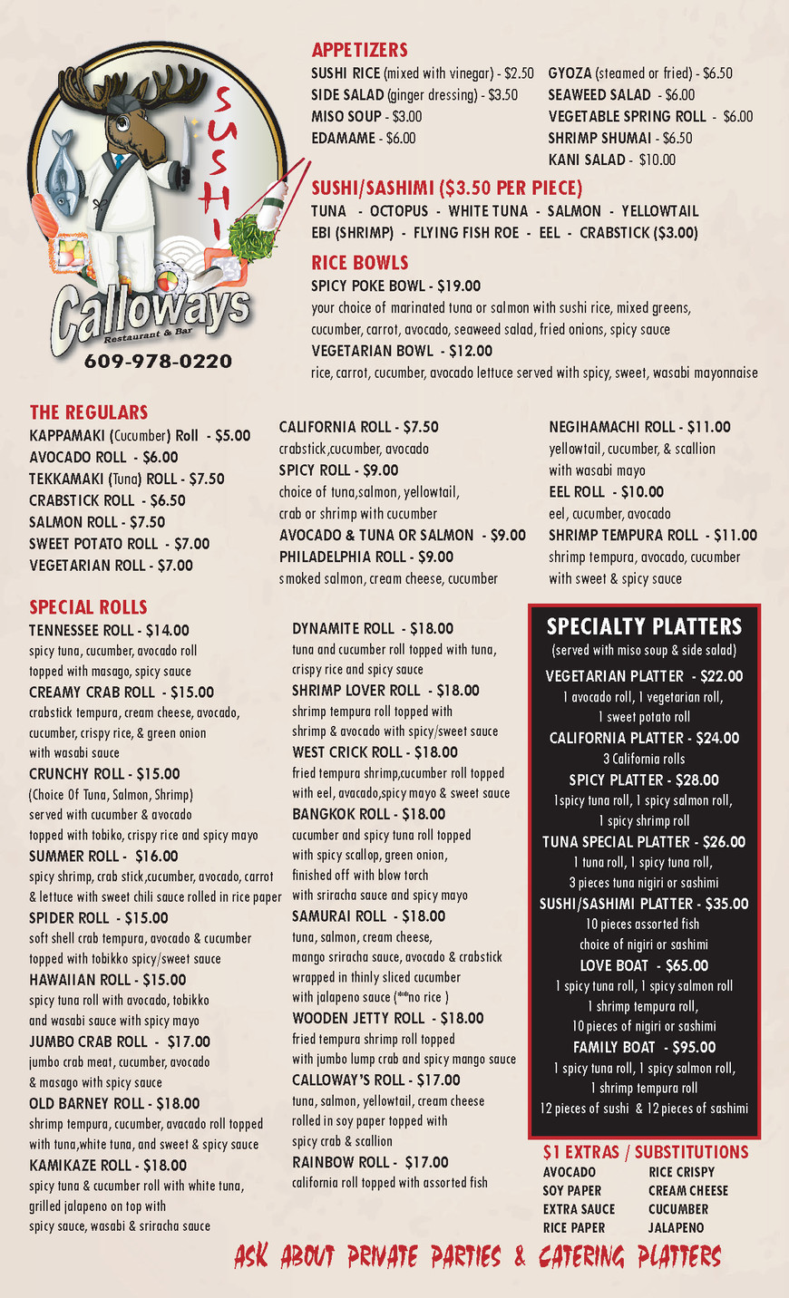 Menu Calloway's Restaurant & Bar United States
