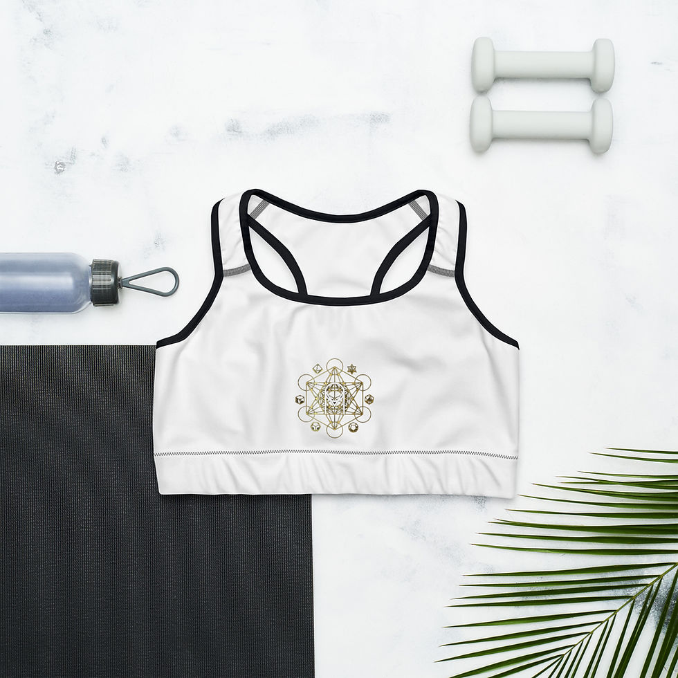 Thumbnail: Sports bra - OM Metatron- Back - footprints - Amanda's Design