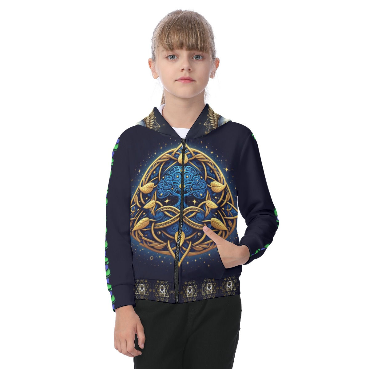 Kid's Zip-up Hoodie With Patch Pocket = Jimmy Moon