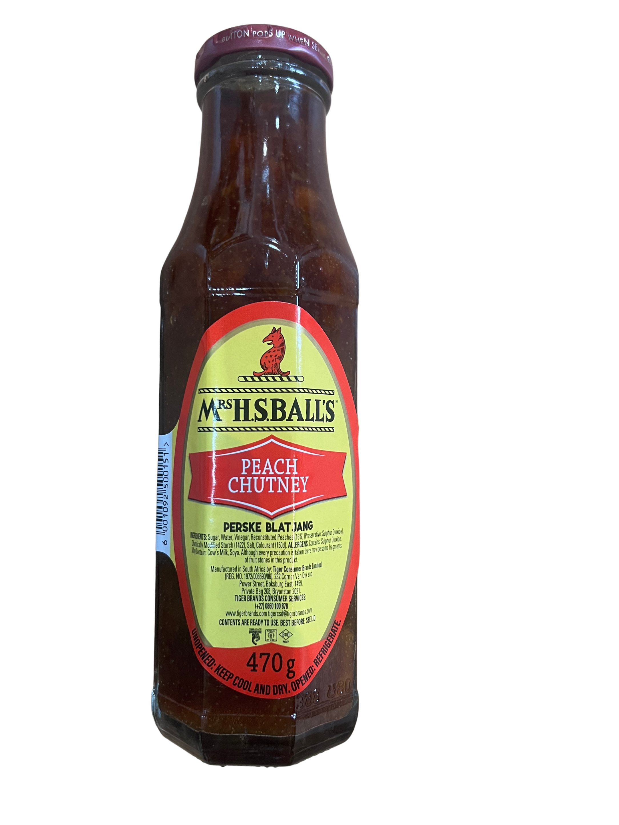 Mrs Balls Chutney PEACH original 470g Jar