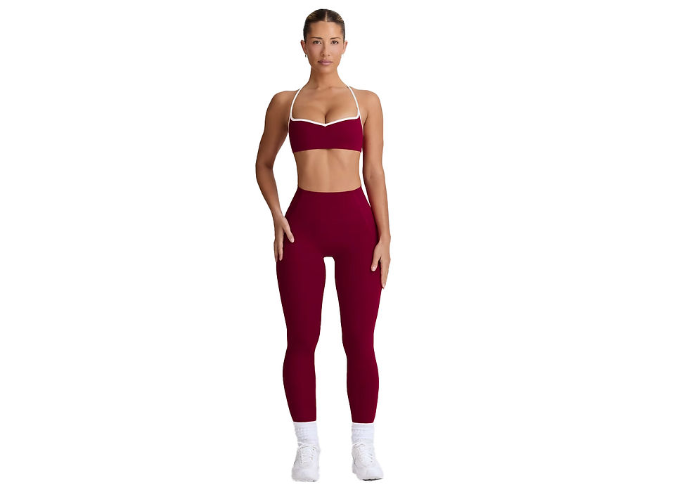 Thumbnail: Bo+Tee Soft Active Mid-Rise Leggings Burgundy