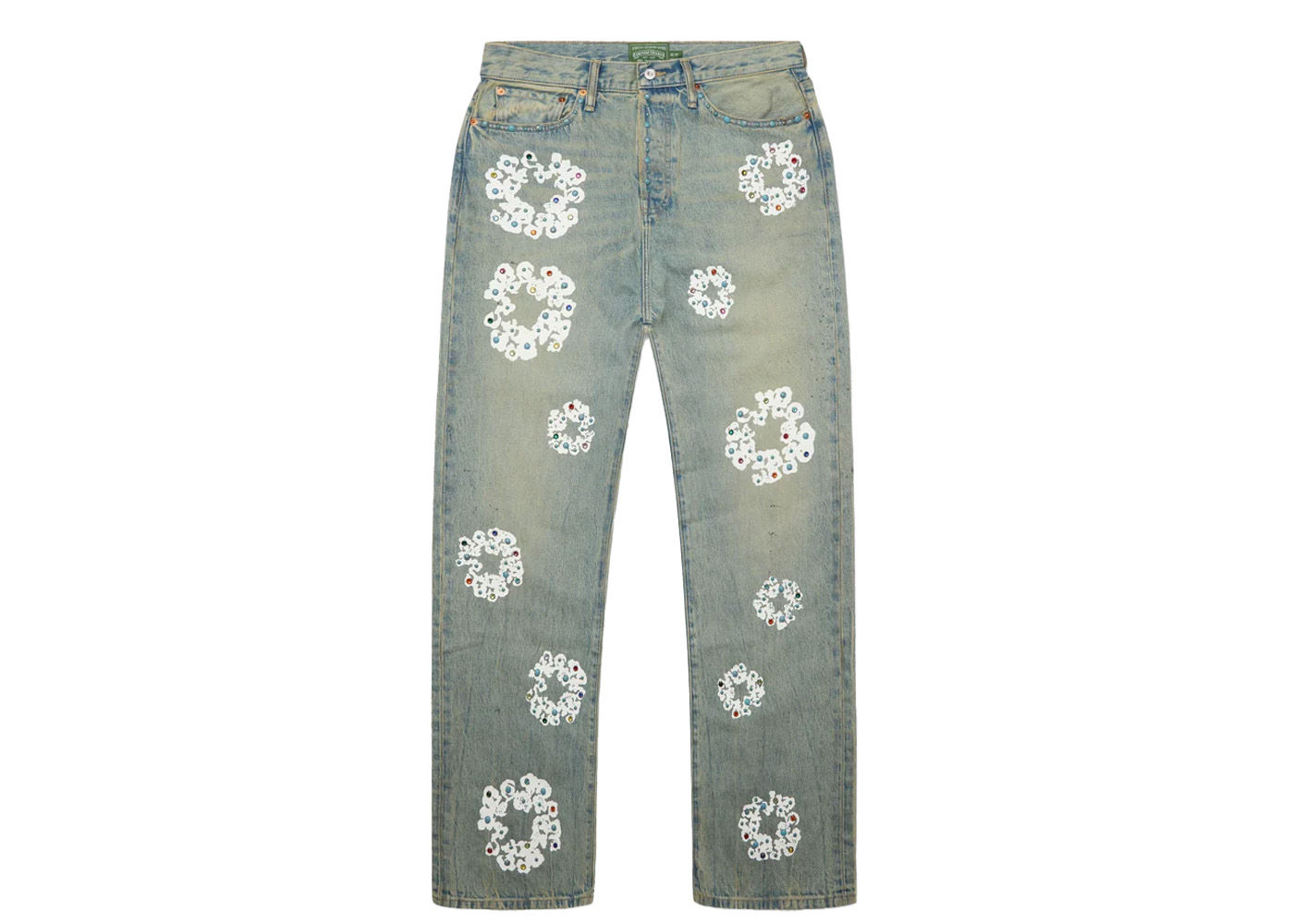 Denim Tears Baggy Studded Cotton Wreath Denim Pant Dirty Wash