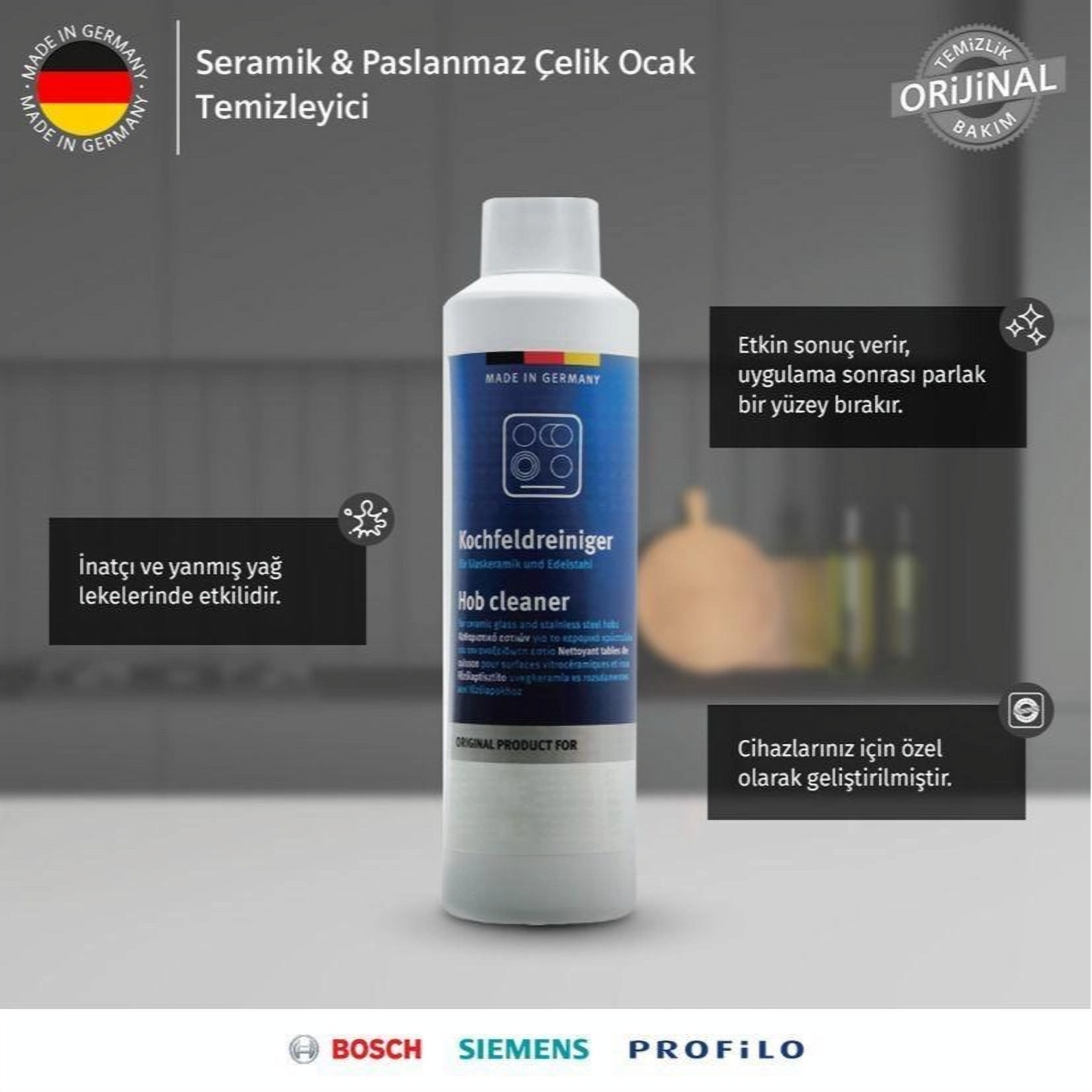 Seramik, Cam ve Paslanmaz Çelik Ocaklar için Temizleyici