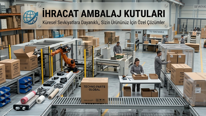 Global lojistik standartlarına uygun çift dalga ihracat kutusu üretimi, otomatik ambalajlama konveyörü ve palet stretch sarım alanı