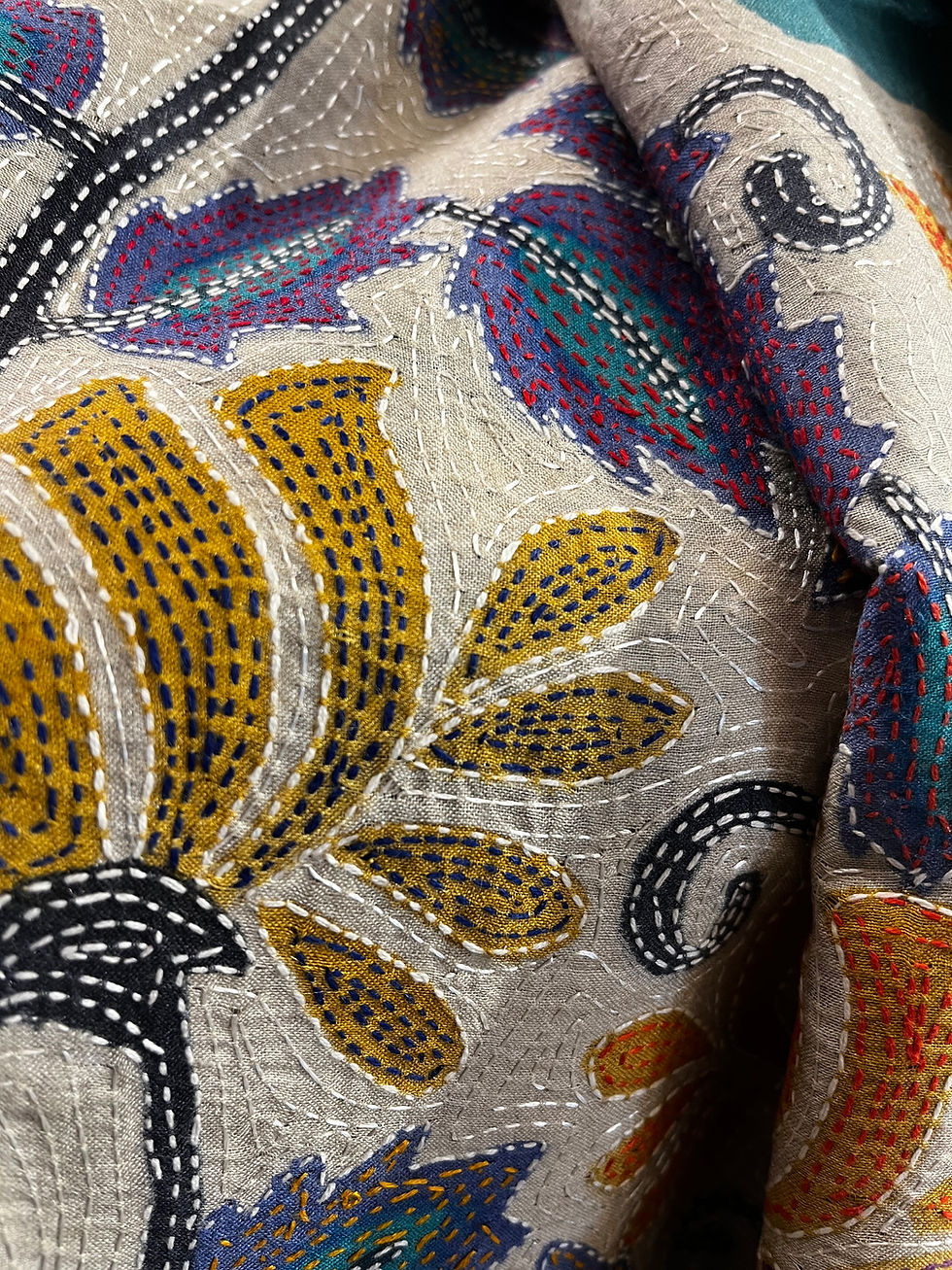 Thumbnail: Leaf and lotus Kantha