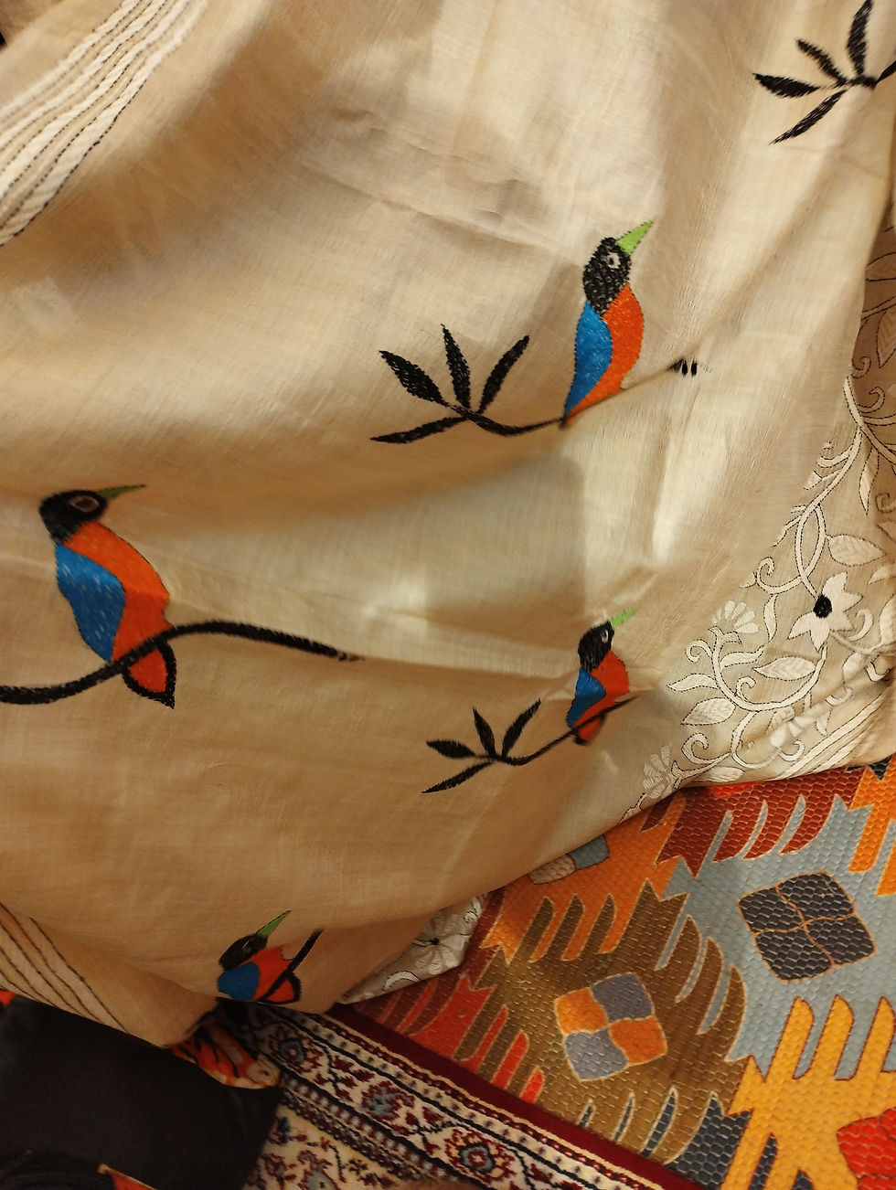 Thumbnail: Bird Kantha on Tassar