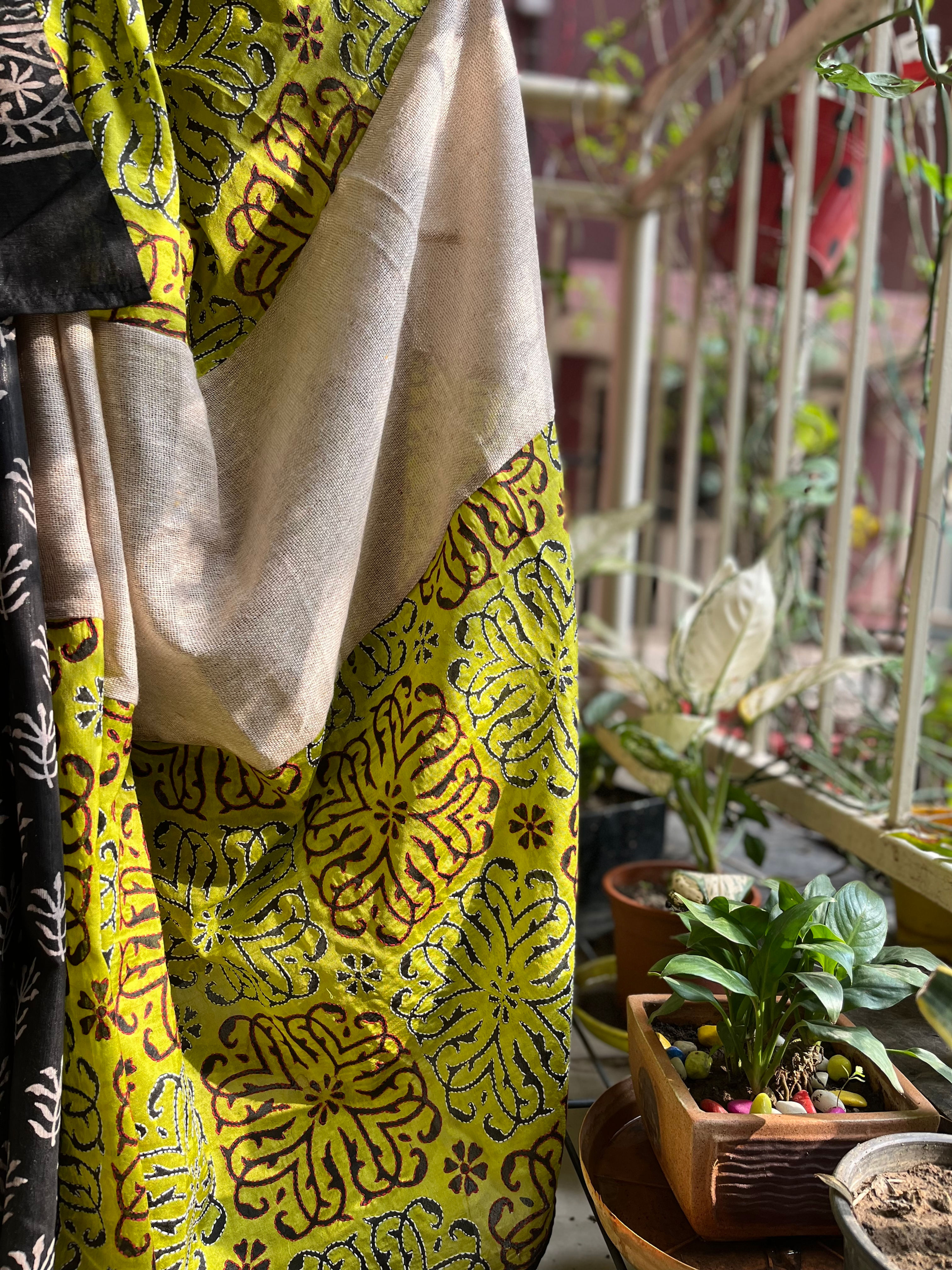 Kantha, Silk andJute ( Green and Black)