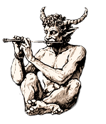 small full body satyr playing flute myt