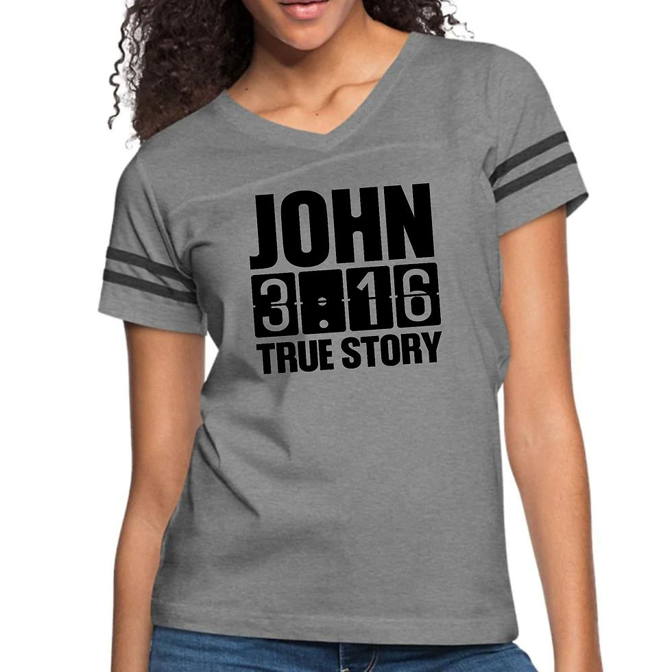 Miniatura: Womens Vintage Sport Graphic T-shirt, John 3:16 True Story Print