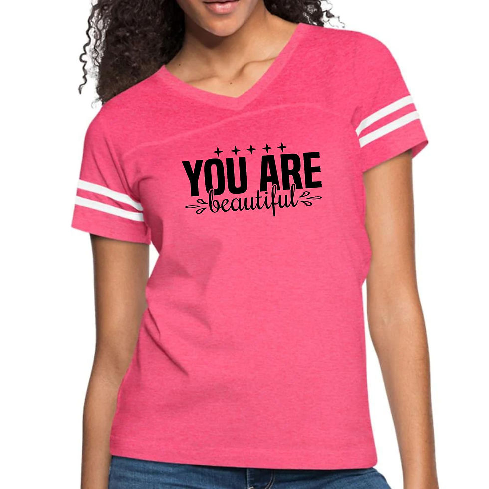 Miniatura: Womens Vintage Sport Graphic T-shirt, you are Beautiful - Inspiration