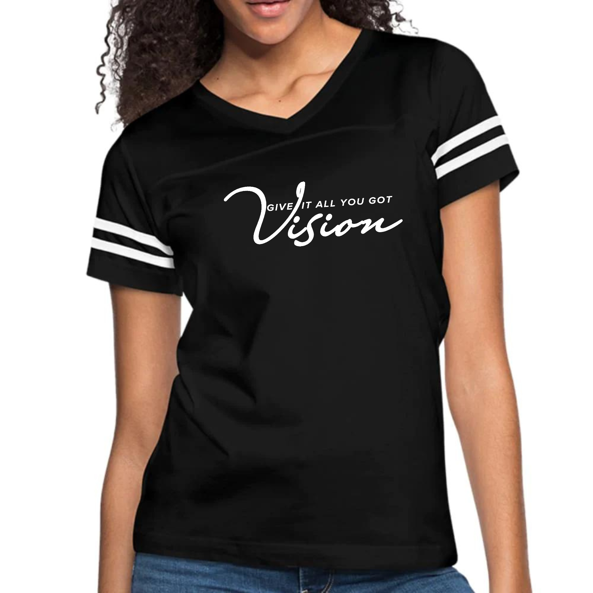 Womens Vintage Sport Graphic T-shirt, Vision - Give it All you Got