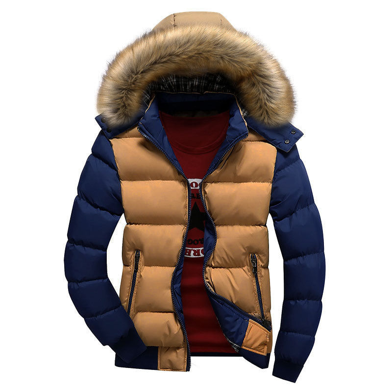 Thumbnail: Mens Two Tone Puffer Jacket with Removable Hood