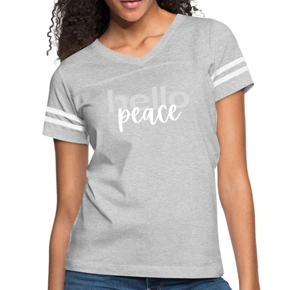 Miniatura: Womens Vintage Sport Graphic T-shirt, Hello Peace Motivational