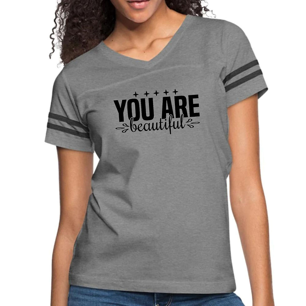 Miniatura: Womens Vintage Sport Graphic T-shirt, you are Beautiful - Inspiration