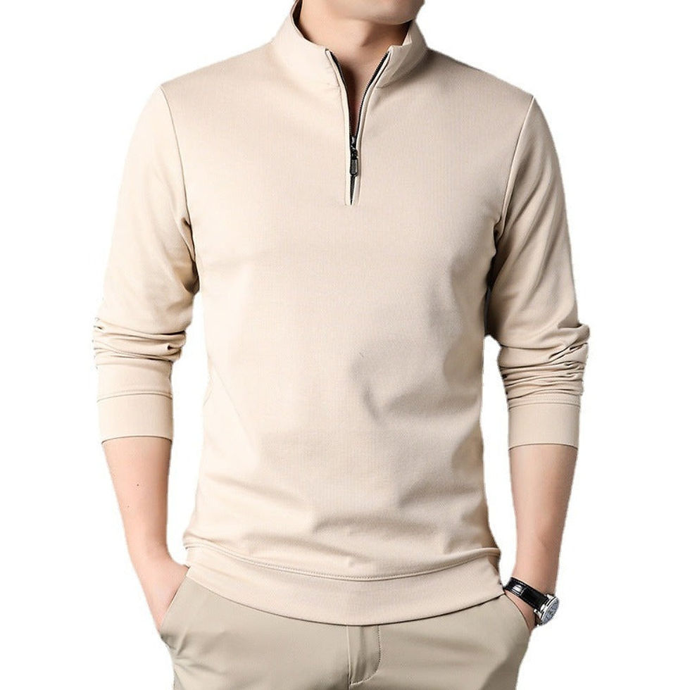 Miniatura: Mens Casual Stand Collar Long Sleeve Top