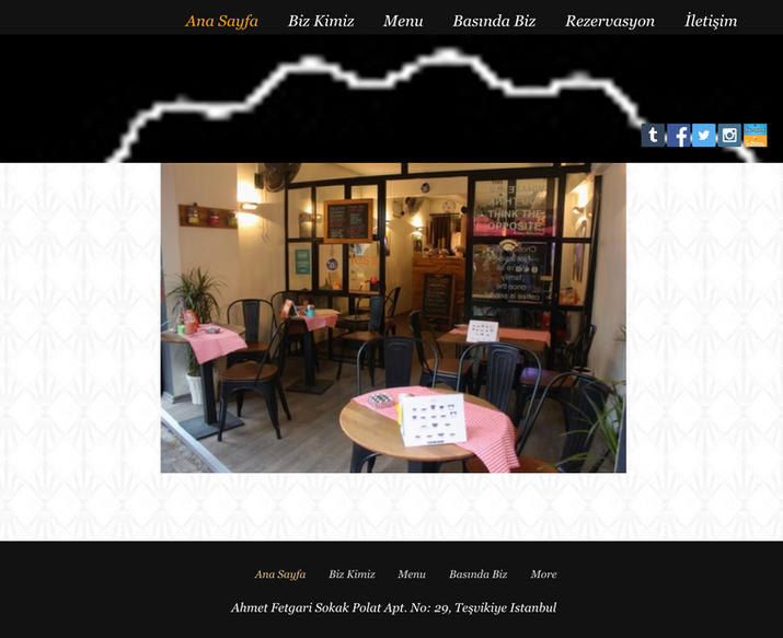 Cake Away kafe ve pastane web sitesi menü görünümü
