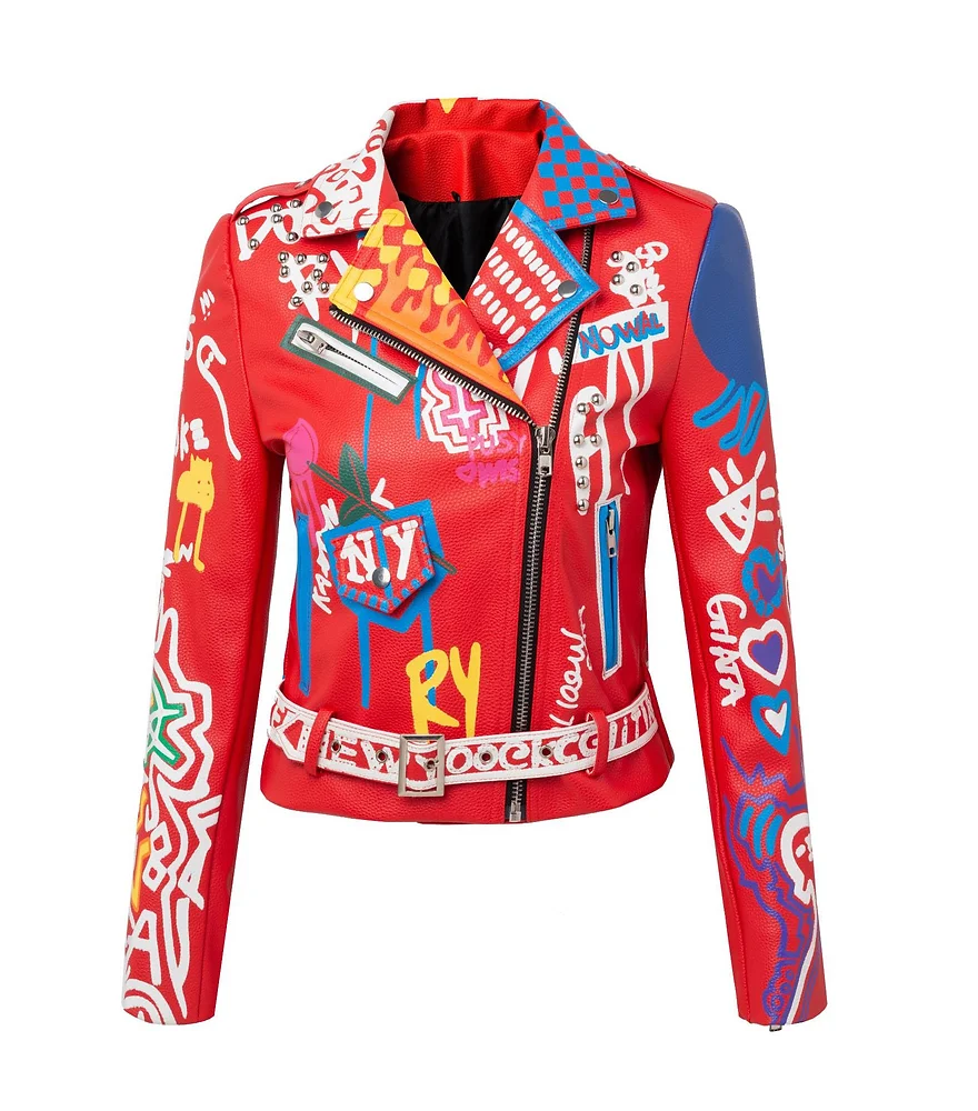Red Printed Leather Jacket: Turn Heads with a Bold & Unique Statement Piece