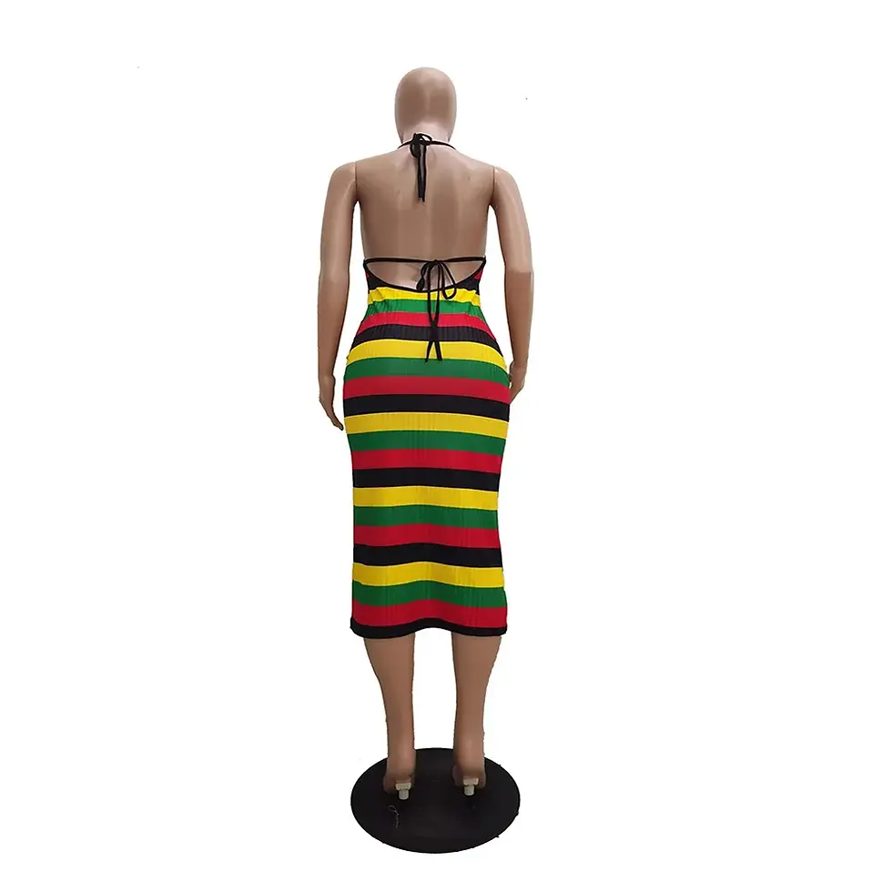 Thumbnail: Knitted Print Sleeveless Halter Dress