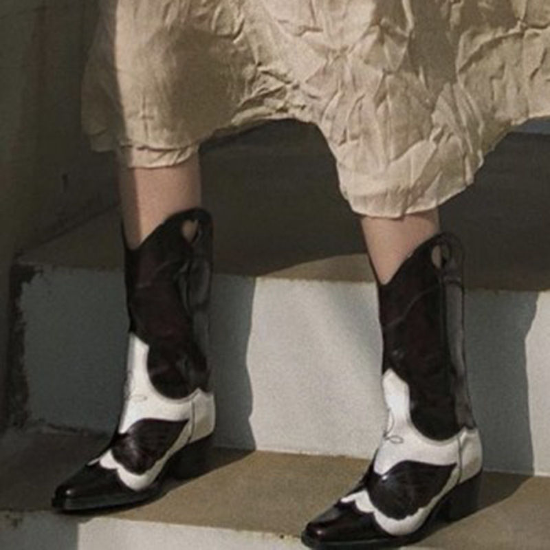 Thumbnail: Amore Heritage Knee-Highs – Artisanal Cowhide Mid-Heel Boots