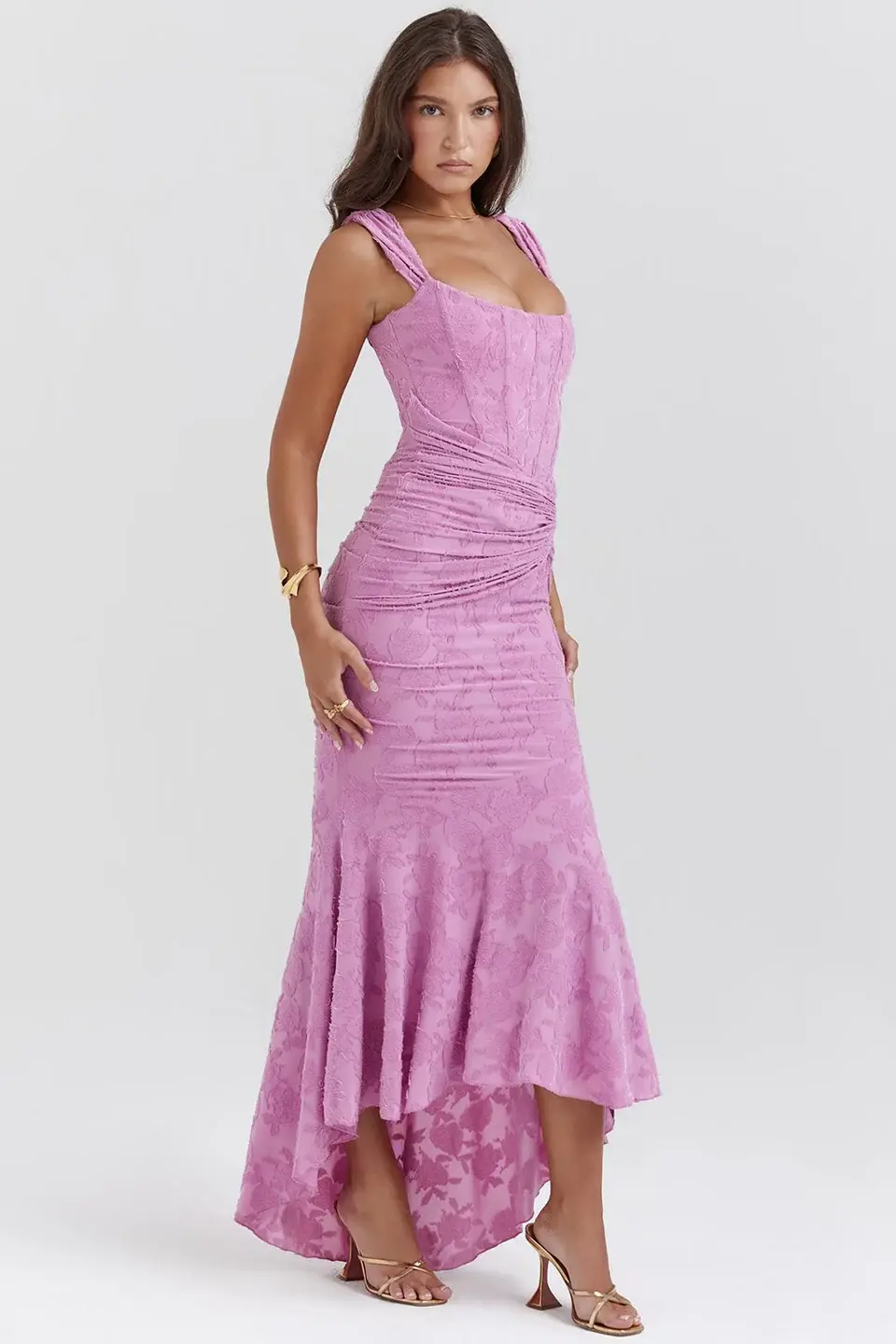 Thumbnail: L’Aube de Minuit – Twilight Bloom Ruched Backless Evening Dress