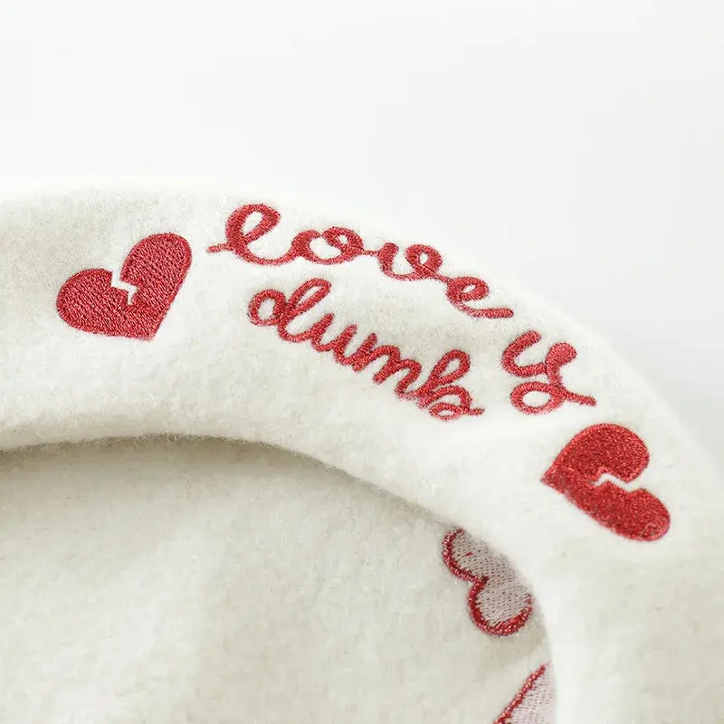 Thumbnail: Love Embroidery Wool Beret