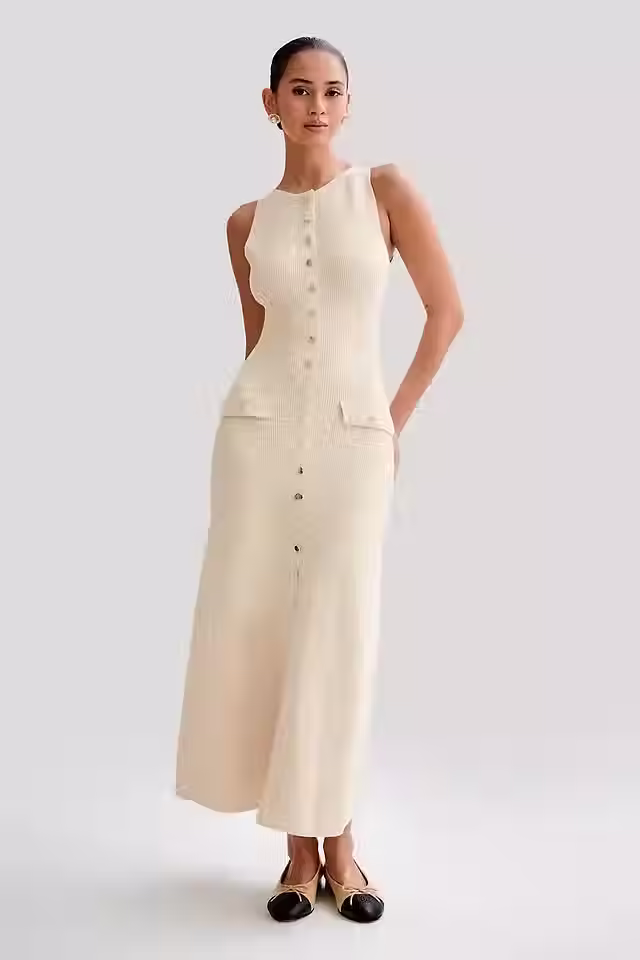 Elegant Knitted Sleeveless Maxi Dress