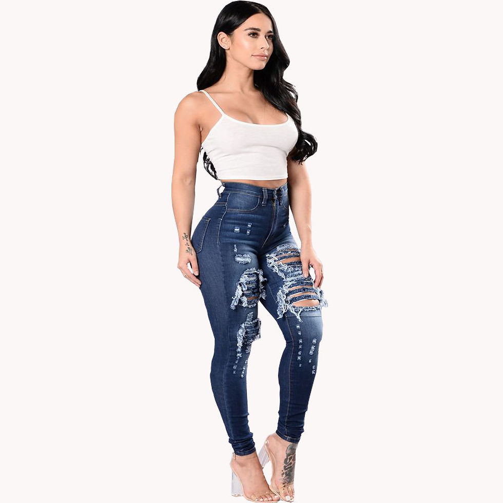 Thumbnail: Azure Precision – Artisan Cotton Denim Pencil Pants