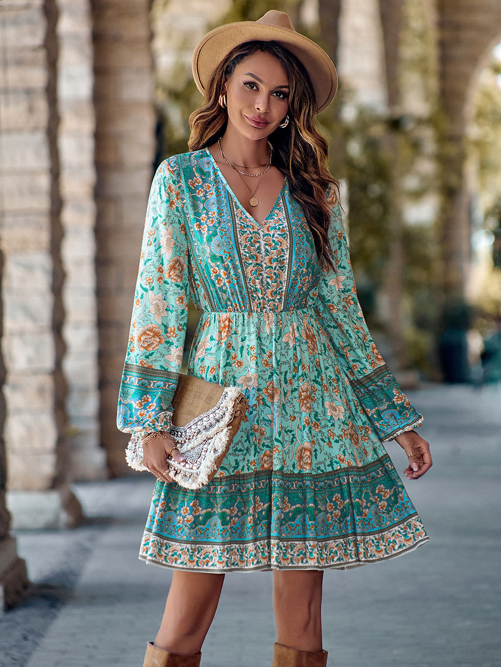 Thumbnail: V-neck Midi Summer Dress