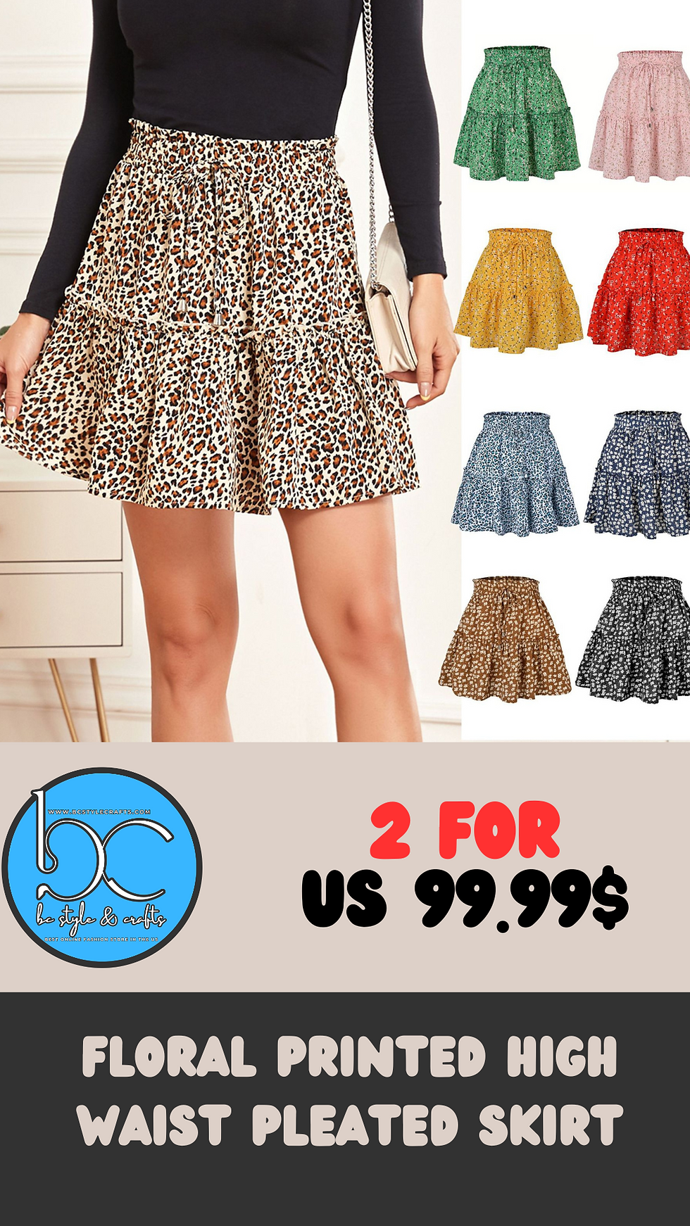 Thumbnail: Midnight Blossom – Artisan High-Waist Pleated Performance Mini