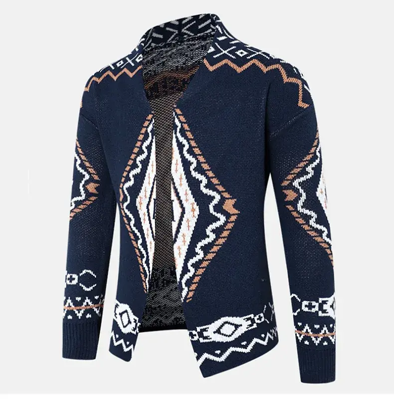 Lattice Kinetic – Jacquard V-Neck Woolen Sweater