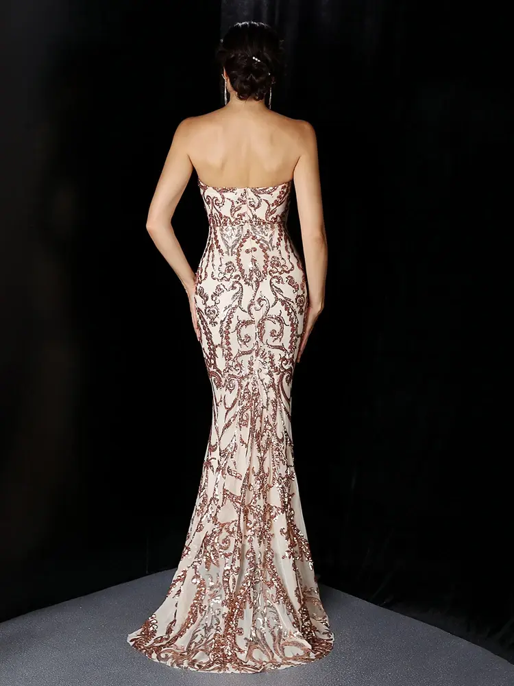 Thumbnail: Sequined Strapless Mermaid Dress