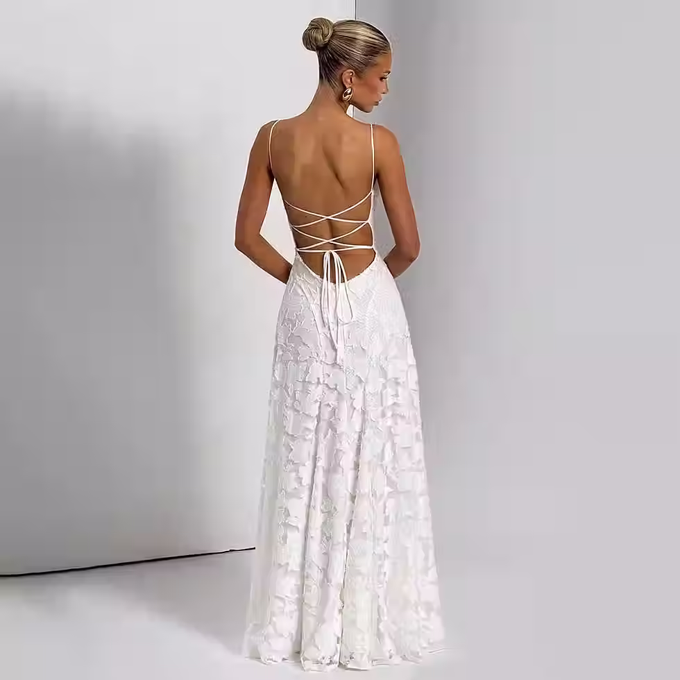 Thumbnail: Floral Jacquard Slim-Fit Maxi Gown