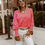 Thumbnail: Simple Cuffs Embellished V-Neck Women Shirt