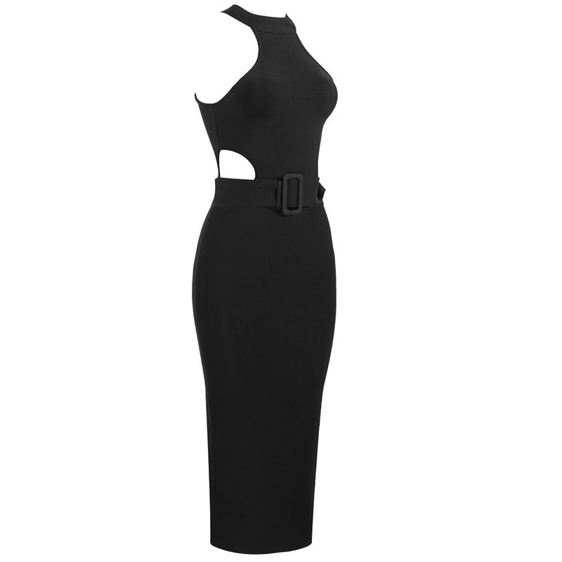 Thumbnail: AuraGlow – High-Waist Glamour Halter Mini Dress