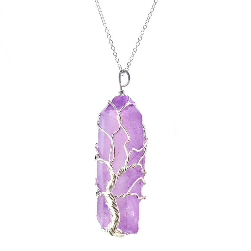 Thumbnail: Silk-Wrapped Crystal Column Pendant