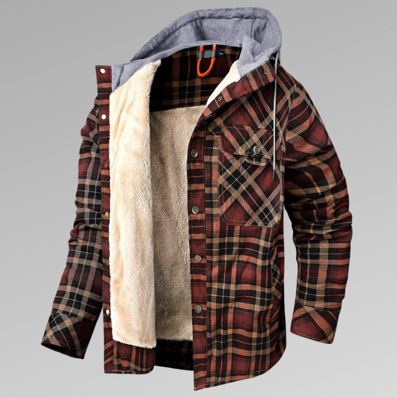 Nordic Sovereign – Velvet-Thickened Plaid Thermal Parka