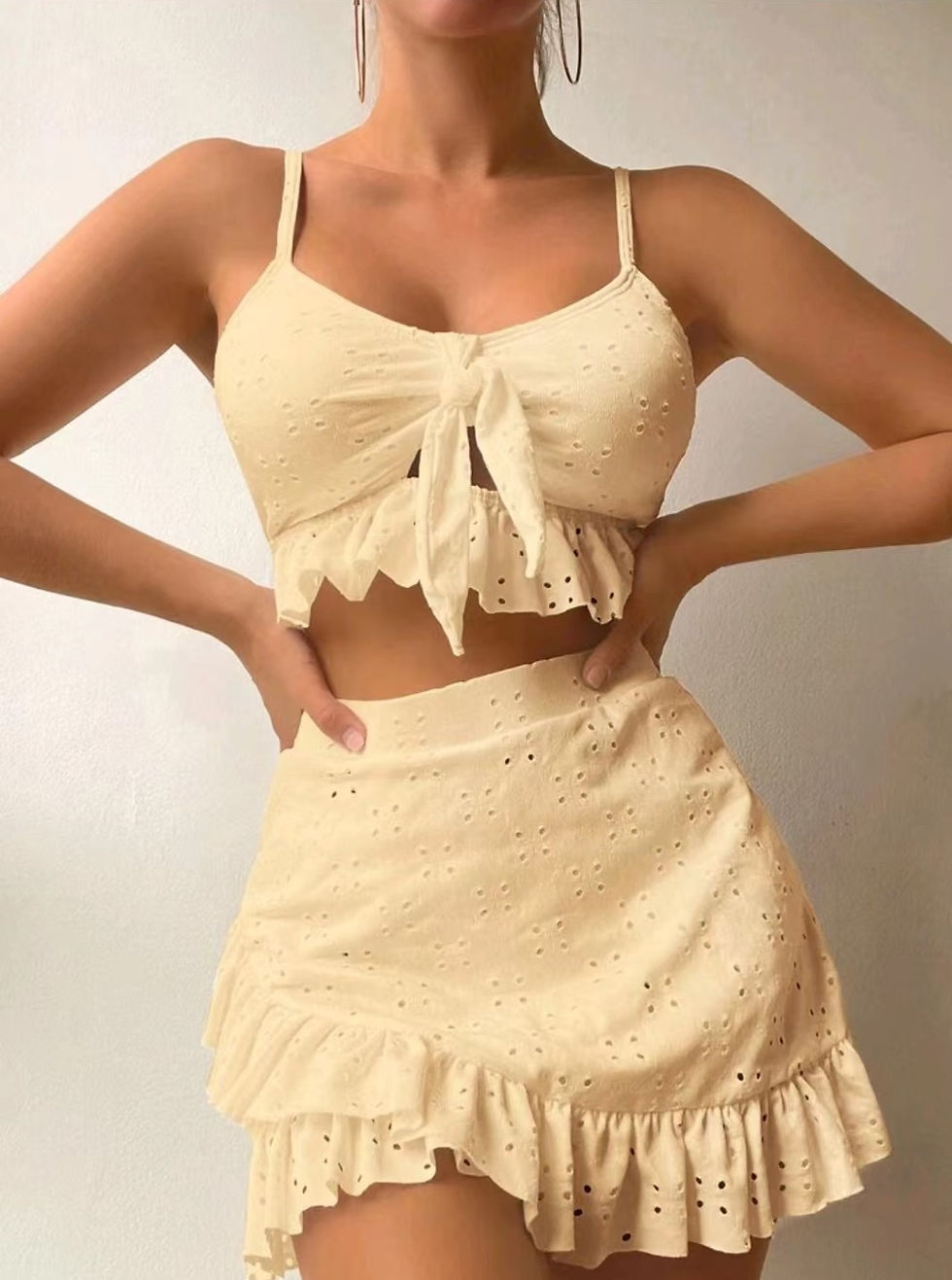 Thumbnail: The Ruffle Revelry: Artisan Three-Piece Bikini Set