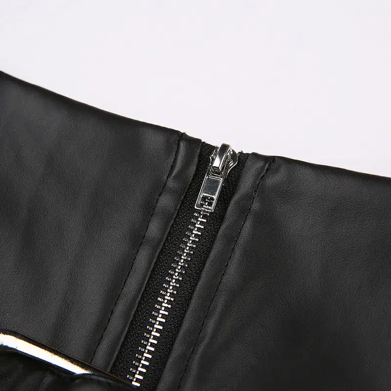 Thumbnail: The Neo-Rebel Sovereign – Rivet Wide Belt Low-Waist Leather Mini Skirt