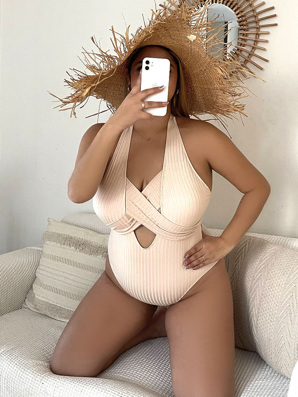 Thumbnail: The Cross-Bound Contour: Plus Size Cross Tie One Piece High Waist Bikini