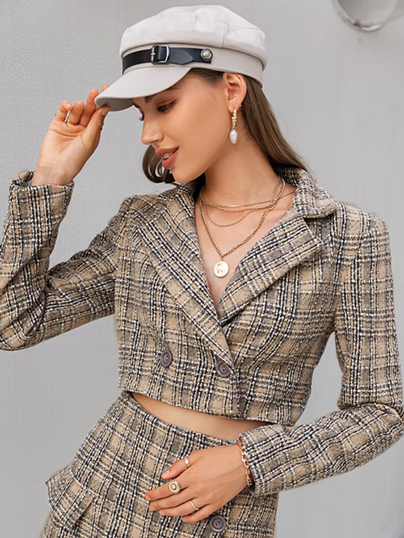 Tailored Double-Breasted Blazer & High-Waist Mini