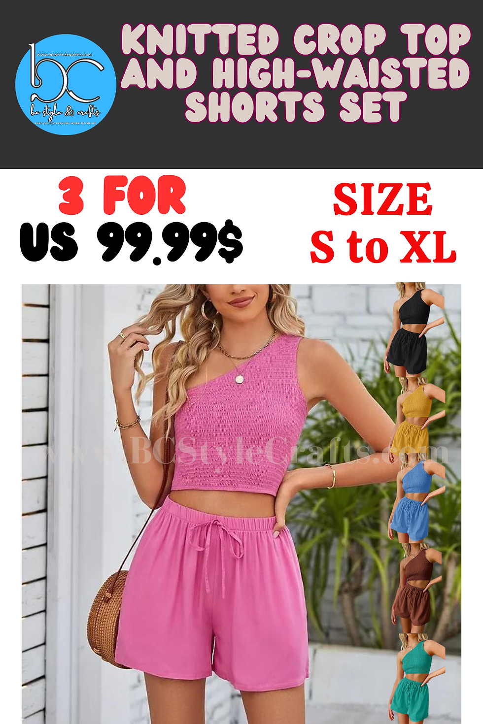Thumbnail: Knitted Crop Top and High-Waisted Shorts Set