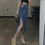 Thumbnail: Women's High Waist Slanted Slit Denim Skirt