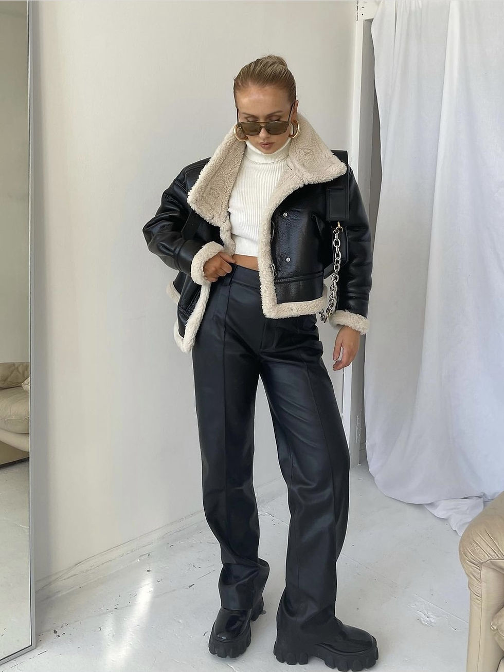 Thumbnail: Fur Leather Coat