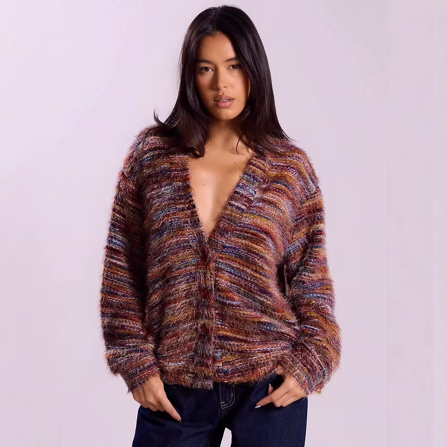 Chunky Knit V-Neck Button-Up Cardigan