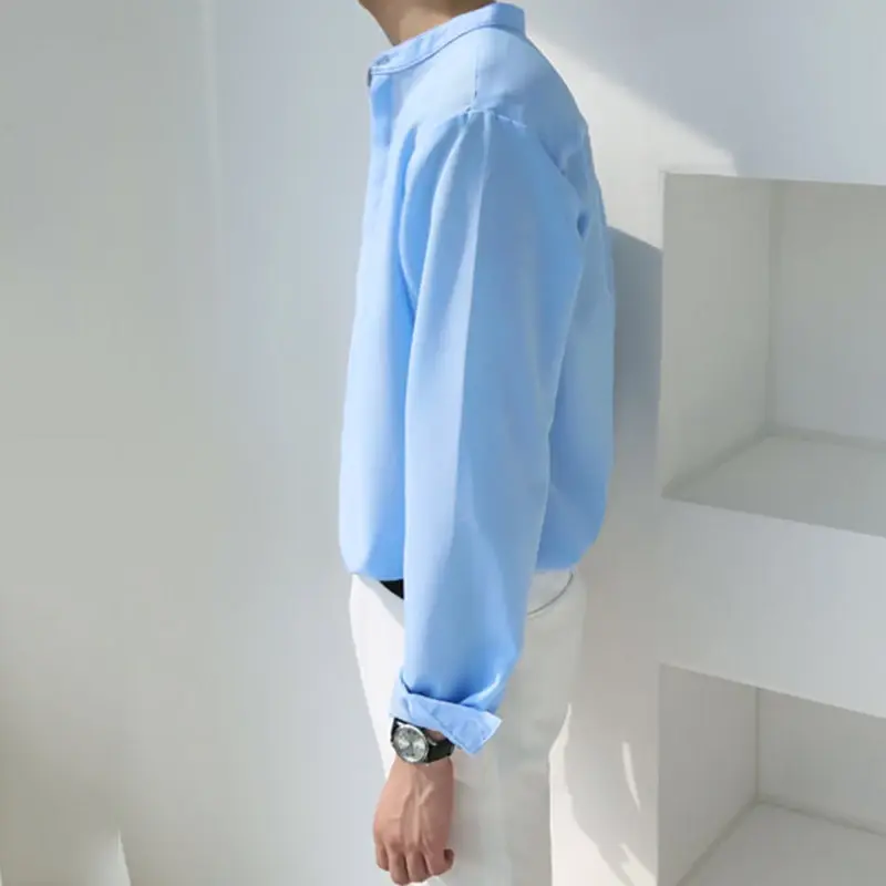 Thumbnail: Ice Silk Long-Sleeved Stand-Collar Shirt