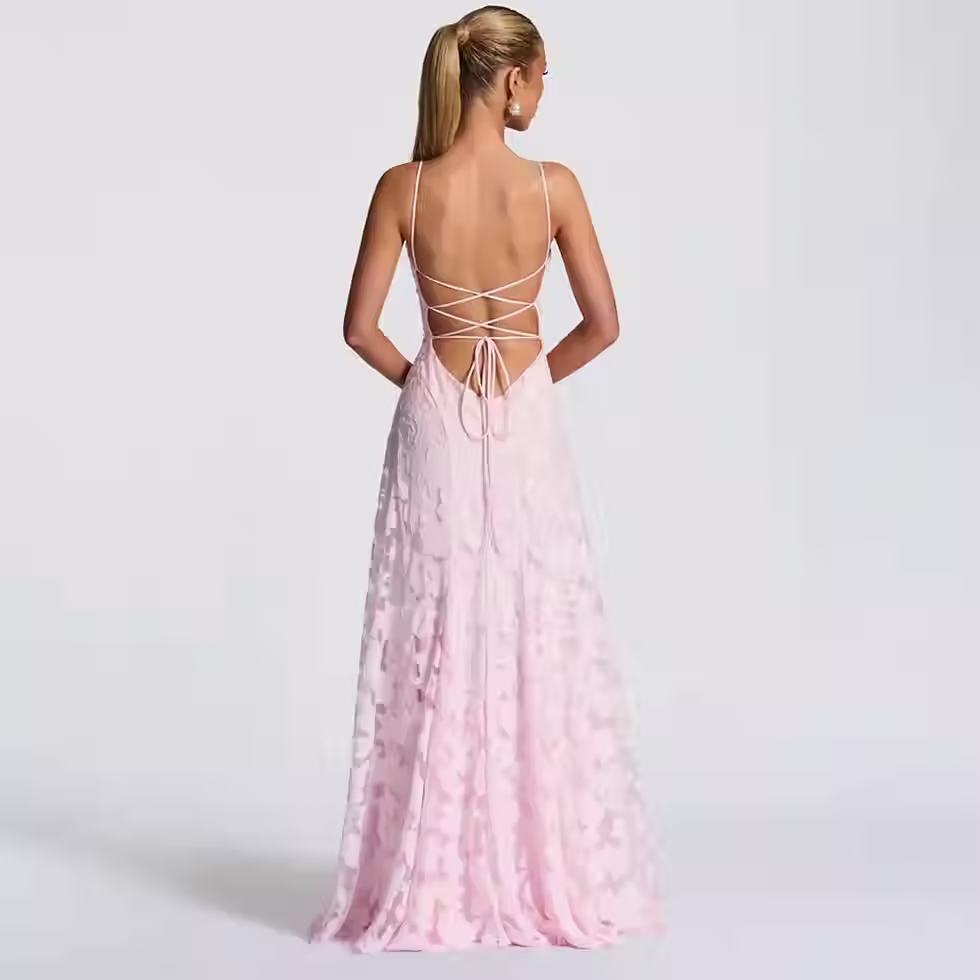 Thumbnail: Floral Jacquard Slim-Fit Maxi Gown