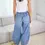 Thumbnail: Soft Denim Lace-Up Pocket Cotton Trousers