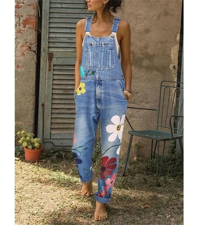 BC Style & Crafts brings you Flower Printed Washed Denim Overalls, a perfect blend of floral elegance and casual chic. Explore this trendy look and shop now!