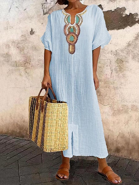 Flowy and breathable Turkish Breeze Cotton Dress in a cool, summery style. Perfect for hot days and relaxed vacations.