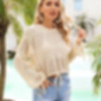 Thumbnail: Knit Drawstring Short Blouse